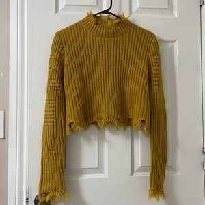 FashionNova Mustard Crop Sweater Size Small